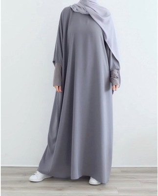 ovais abaya collection Nida Matte Solid Burqa With Hijab(Grey)