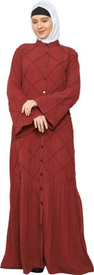 Momin Libas Polyester Solid Abaya(Maroon)