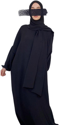 ovais abaya collection Nida Matte Solid Burqa With Hijab(Black)