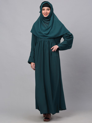 Klotthe Polyester Self Design Burqa(Green)