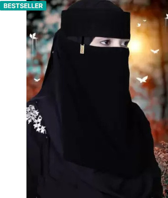 Muskan Fab Chiffon Solid Naqab(Black)