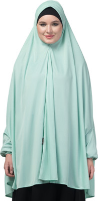 HIJAB WORLD Polyester Solid Abaya(Green)