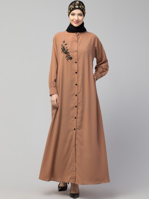 HIJAB WORLD Nida Matte Solid Abaya(Beige)