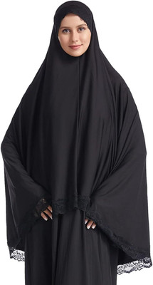 SAHINADUPATTA Polyester Solid Abaya(Black)
