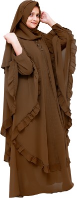 FFFASHIONHOUSE Georgette Abaya With Hijab(Beige)