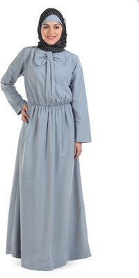 FORELEVY Polyester Solid Abaya(Grey)