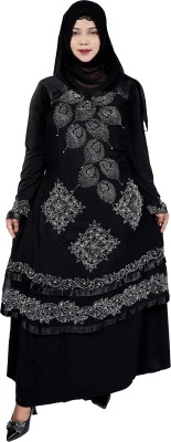 ABAYA MAYA ENTERPRISES Cotton Blend Self Design Burqa With Hijab(Black)