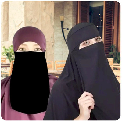 UNIQUE QUEEN Chiffon Self Design Abaya(Black)