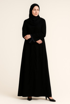 aaruh Polyester Self Design Burqa With Hijab(Black)