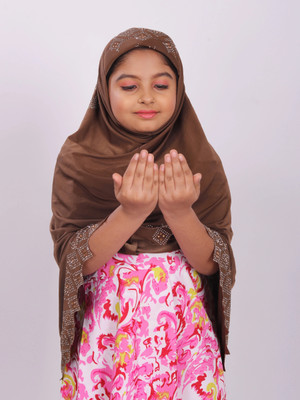 TEXNOVA Polyester Self Design Abaya(Brown)