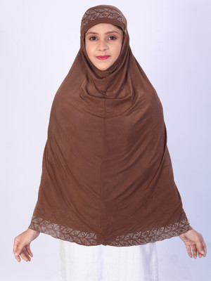 TEXNOVA Polyester Self Design Abaya(Brown)