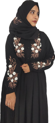 Future capital Silk Blend Self Design Burqa With Hijab(Black)