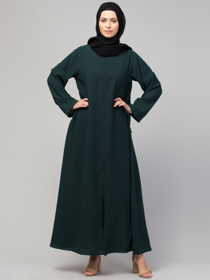HIJAB WORLD Nida Matte Solid Burqa(Green)