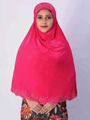 TEXNOVA Polyester Self Design Abaya(Pink)