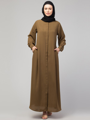HIJAB WORLD Nida Matte Solid Abaya(Green)