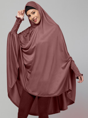 VERMELLO Polycotton Solid Burqa(Brown)