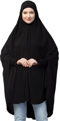 Dhyeyu Cotton Blend Self Design, Solid, Striped Abaya(Black)