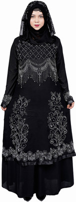 ABAYA MAYA ENTERPRISES Polyester Self Design Burqa With Hijab(Black)