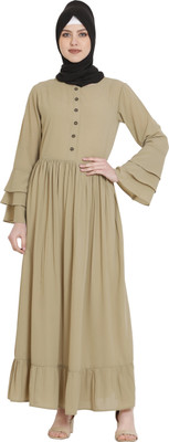 Momin Libas Polyester Solid Abaya(Beige)