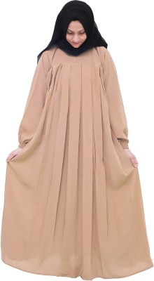 fmfashionhouse Polyester Self Design Burqa With Hijab(Brown)