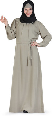 Momin Libas Polyester Solid Abaya(Grey)