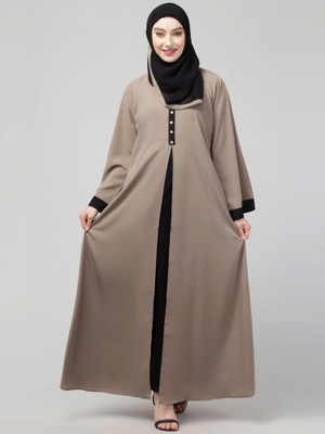 N4N Garments Nida Matte Solid Burqa With Hijab(Beige, Black)