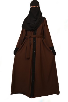 gb creation Polyester Self Design Burqa With Hijab(Brown)