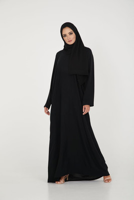 BINISH Polyester Self Design Burqa(Black)