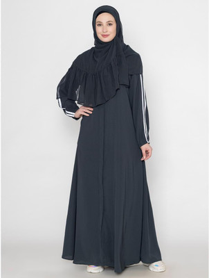 Sanash Collections Polyester Burqa With Hijab(Black)