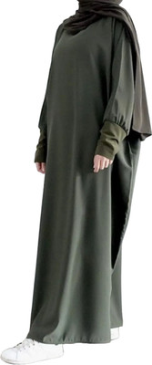 ovais abaya collection Nida Matte Solid Burqa With Hijab(Green)