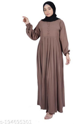 Queen hijab Cotton Blend Solid Burqa With Hijab(Brown)