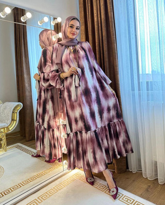 BHAVAYAT Georgette Printed Abaya(Purple)