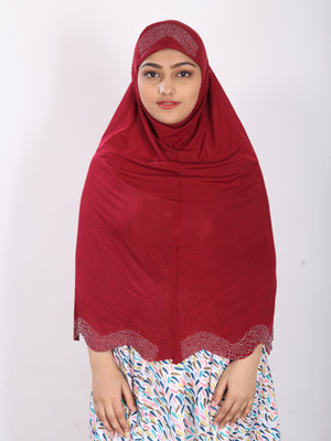 TEXNOVA Polyester Self Design Abaya(Maroon)