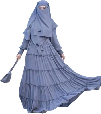Dubai Collection Polyester Self Design Burqa(Grey)