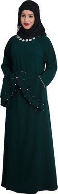 HouseOfCommon Silk Blend Abaya With Hijab(Green)