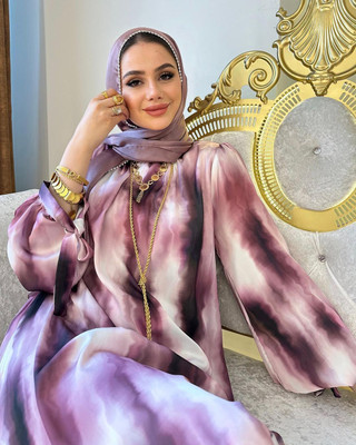 SARINKU Georgette Printed Abaya(Purple)