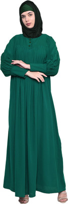 Momin Libas Polyester Solid Abaya(Green)