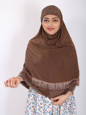 TEXNOVA Polyester Self Design Abaya(Brown)