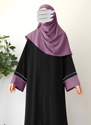 Sanjaritrde Polyester Self Design Burqa With Hijab(Black)