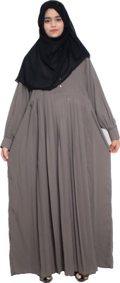 MODEST CITY Crepe Self Design Abaya With Hijab(Grey)