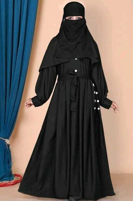 ES Safwan Dresses Cotton Blend Burqa With Hijab(Black)