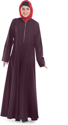 Momin Libas Polyester Solid Abaya(Maroon)