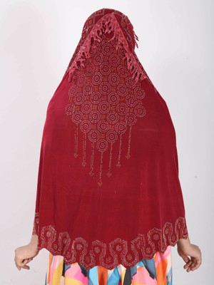TEXNOVA Polyester Self Design Abaya(Red)