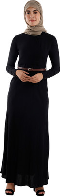 SILK ROUTE London Polyester Solid Abaya(Black)