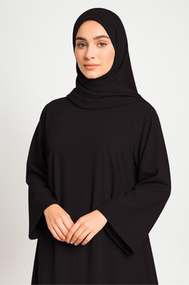 aaruh Polyester Solid Abaya(Black)