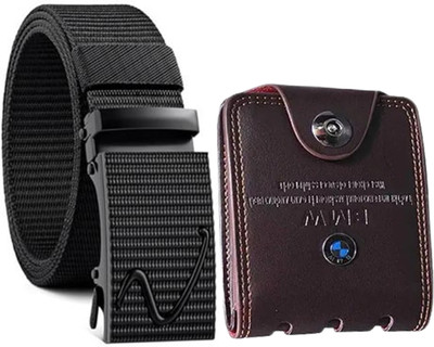 Just Leatheer Wallet & Belt Combo(Brown, Black)