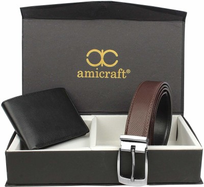 Amicraft Wallet & Belt Combo(Brown, Black)