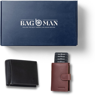 BAGMAN Card Holder & Wallet Combo(Maroon, Black)
