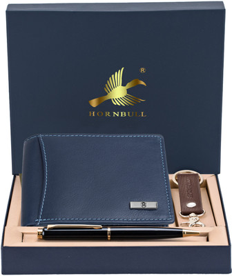 HORNBULL Wallet,Key Chain & Pen(Blue)