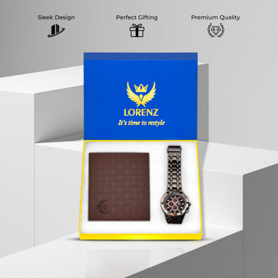 LORENZ Watch & Wallet Combo(Black)